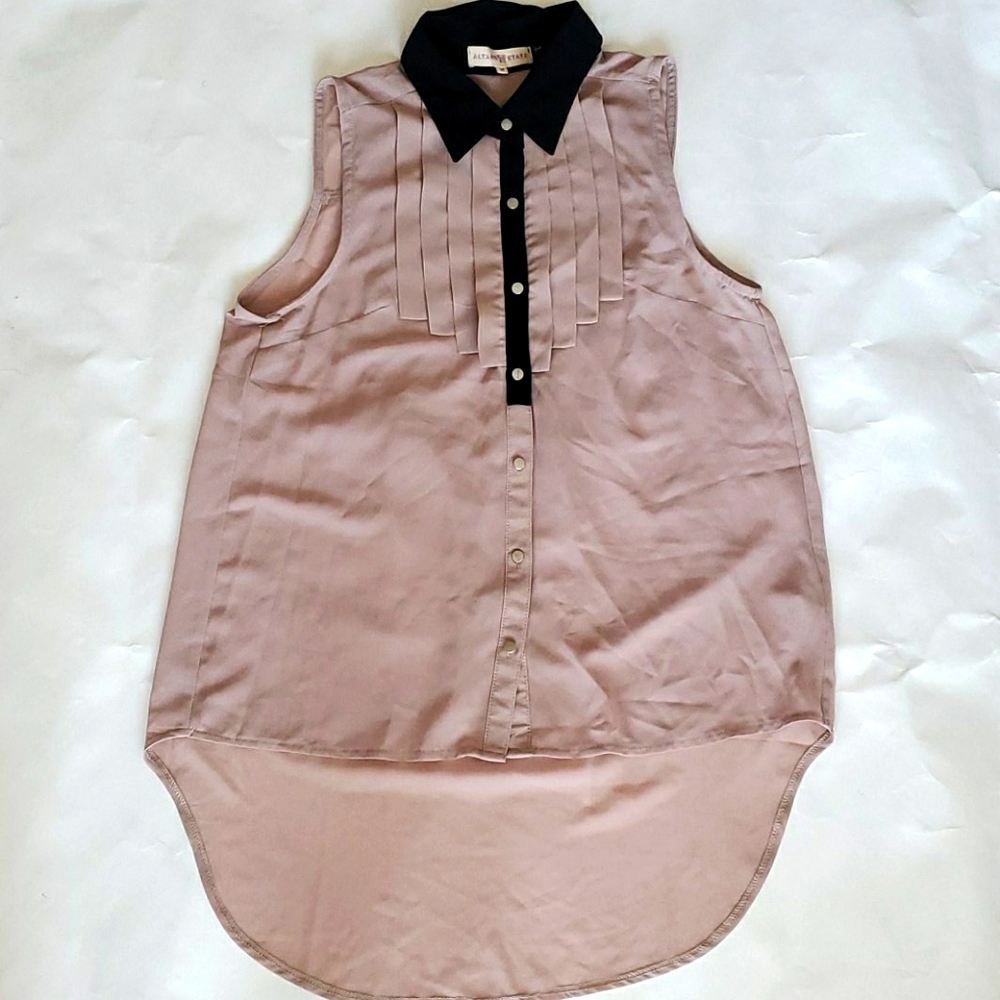 Altar'd State - Sleeveless Nude Pleated Blouse